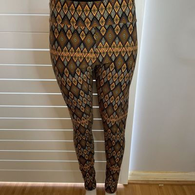 New Womans LuLaRoe Gray Orange Diamond Pattern Legging TC